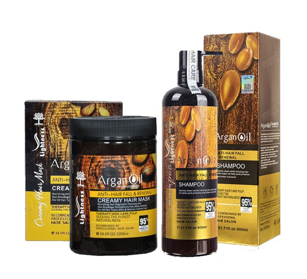 پک شامپو و ماسک مو روغن آرگان لایتنس (شامپو ۹۰۰ میل + ماسک ۱۰۰۰ میل)